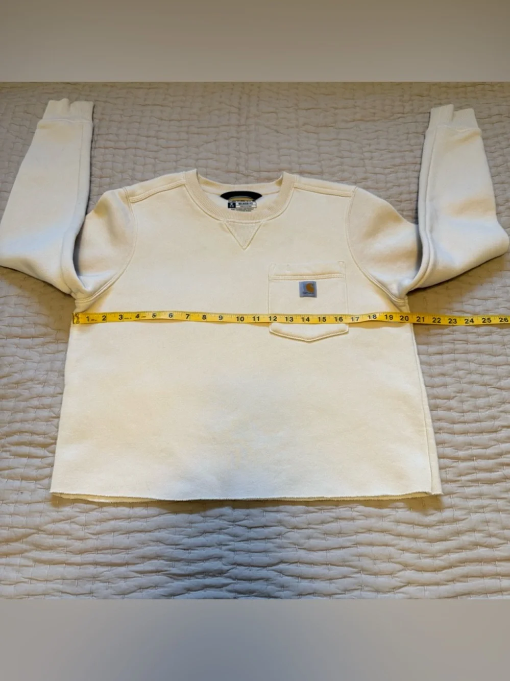Carhartt Women’s Relaxed Fit Cropped Sweatshirt Size Medium 8-10 soft yellow - Picture 6 of 8